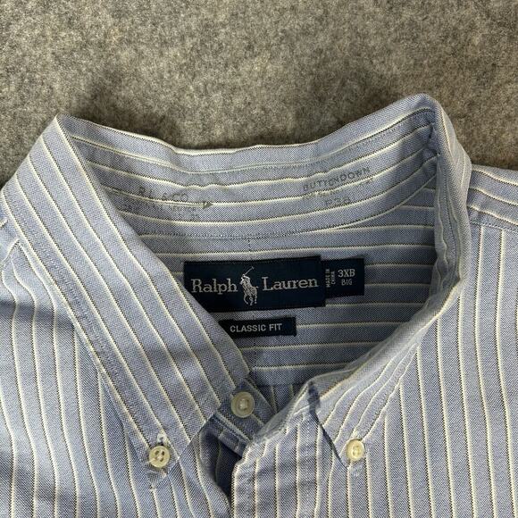 Ralph Lauren Shirt Men's 3XB Classic Fit Button Down Blue Striped Preppy - Picture 4 of 8